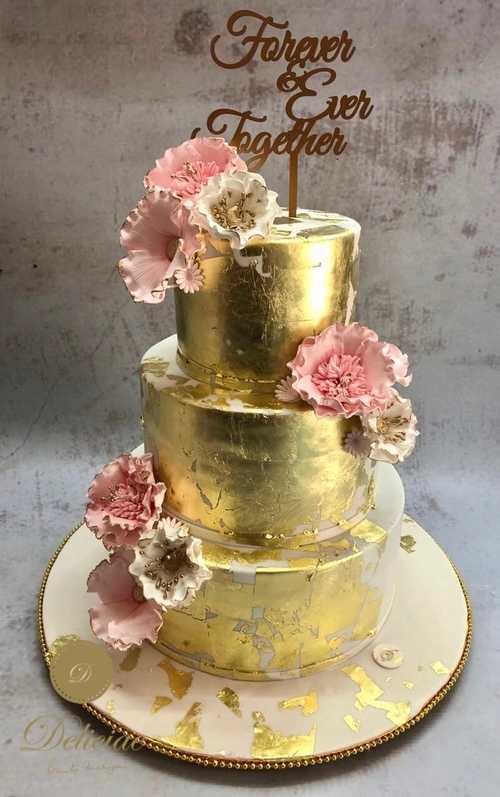 Golden-Engagement-Cake