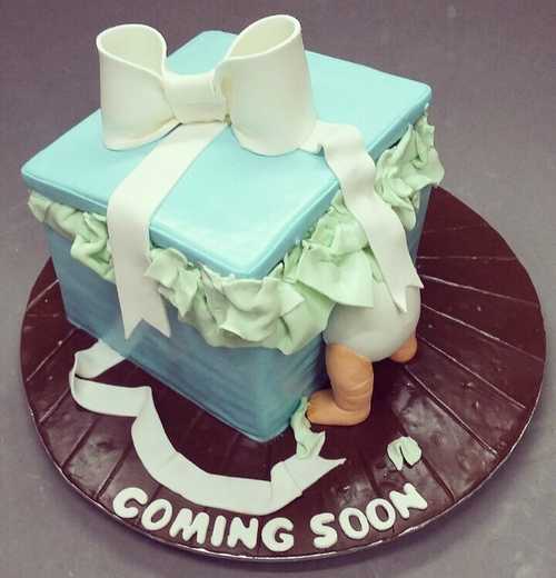 Blue And White Baby Shower Cake